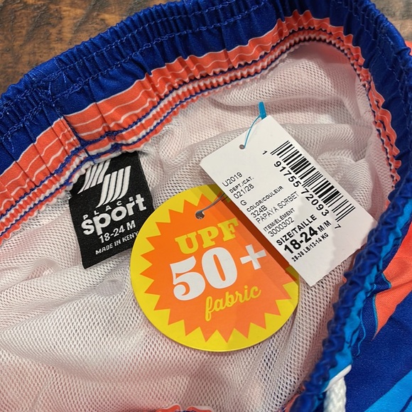 Boys Striped Lined Bathing Suit with Tie - Picture 3 of 3